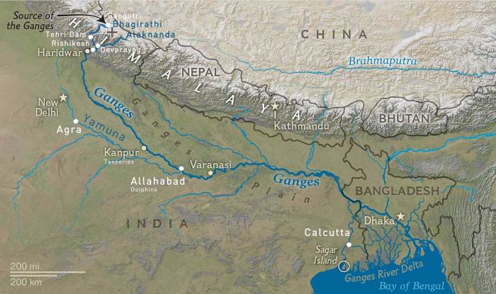 Ganga river tributaries brahmaputra system yamuna upsc india nepal pmfias map indian major ias ganges origin china siang where which