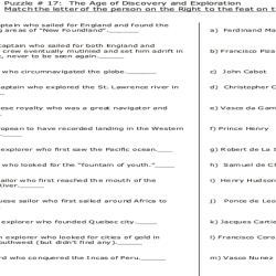 Printable age of exploration worksheet