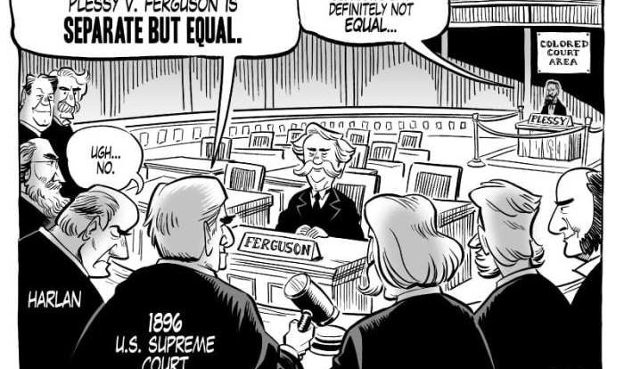 Crow jim plessy ferguson laws car racial segregation separate train law political john supreme court equal but kids history cartoons