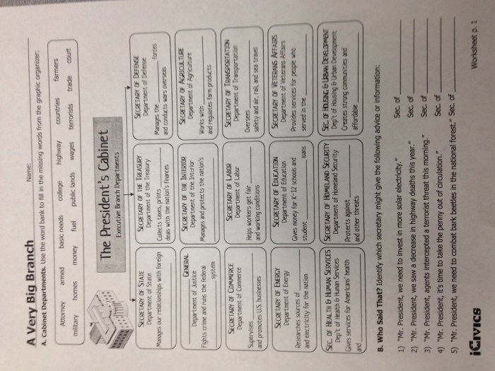 The president cabinet activity answer key